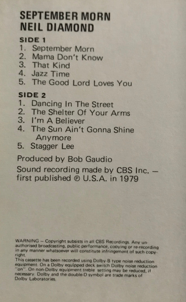 Neil Diamond : September Morn (Cass, Dol)