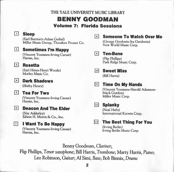 Benny Goodman : Florida Sessions (CD)