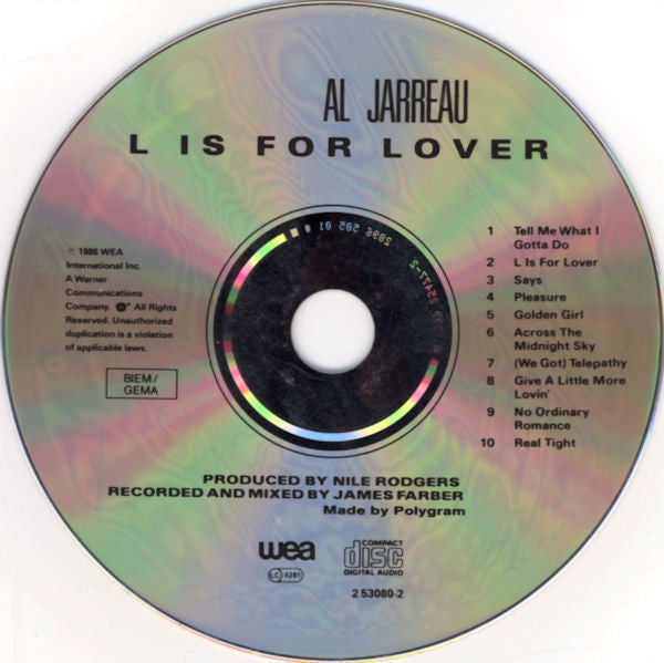 Al Jarreau : L Is For Lover (CD, Album, Pol)