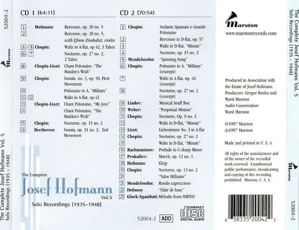 Josef Hofmann : Solo Recordings 1935-1948 (2xCD)