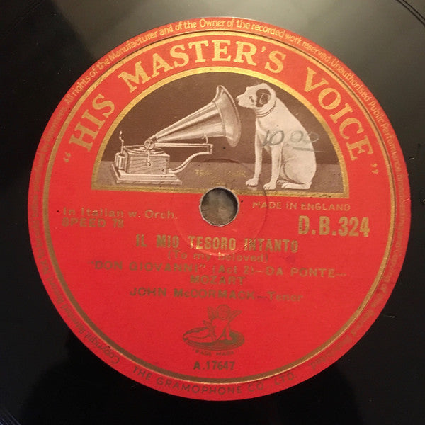 John McCormack (2) : Il Mio Tesoro Intanto (To My Beloved) / Una Furtiva Lagrima (Down Her Cheek A Pearly Tear) (Shellac, 12", Single)