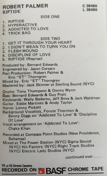 Robert Palmer : Riptide (Cass, Album, Dol)