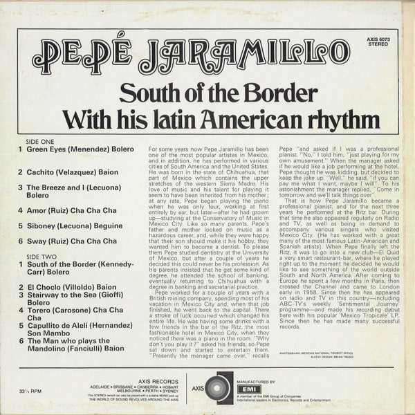 Pepé Jaramillo With His Latin American Rhythm* : South Of The Border (LP, Album)