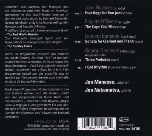 Jon Manasse, Jon Nakamatsu : American Music for Clarinet & Piano (CD, Album)
