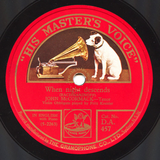 John McCormack (2) : When Night Descends / O Cease Thy Singing, Maiden Fair (Shellac, 10")