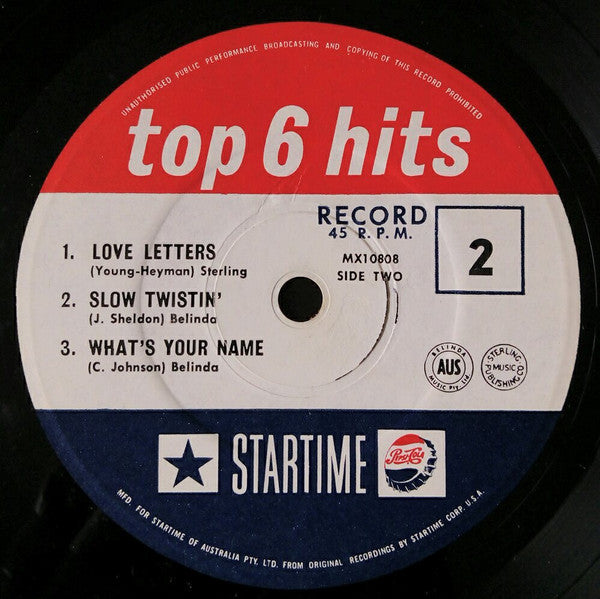 Various : Today's 6 Top Hits: Record 2 (7", EP)