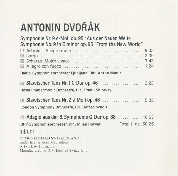 Dvořák* - Radio-Symphonieorchester Ljublijana*, Royal Philharmonic Orchestra, London Symphony Orchestra (2), ORF-Symphonieorchester* : Symphonie No. 9 "From The New World" / Slavic Dances Nos. 1 & 2 / Op. 88 (CD, Comp)