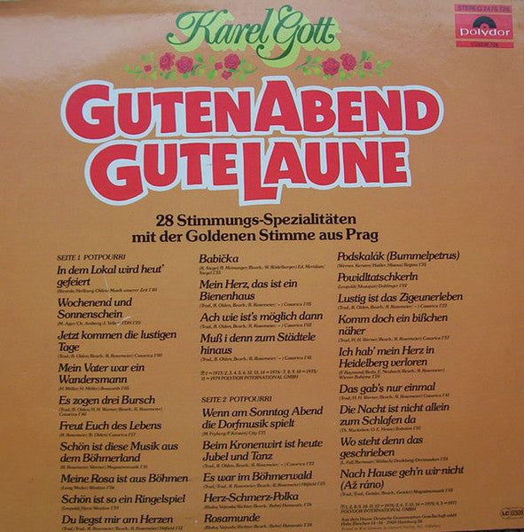 Karel Gott : Guten Abend, Gute Laune (28 Stimmungs-Spezialitäten Mit Der Goldenen Stimme Aus Prag) (LP)