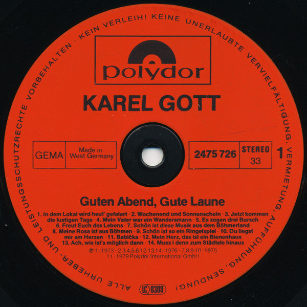 Karel Gott : Guten Abend, Gute Laune (28 Stimmungs-Spezialitäten Mit Der Goldenen Stimme Aus Prag) (LP)