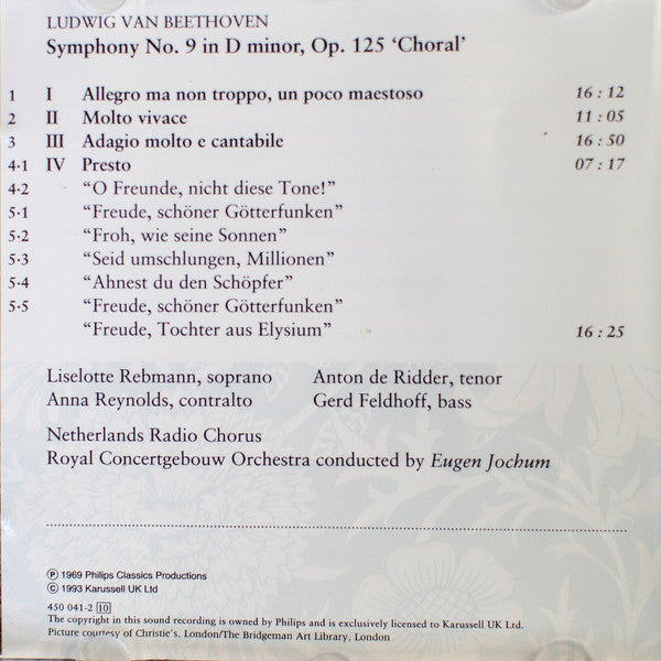 Beethoven* Featuring Concertgebouw Orchestra* Conducted By Eugen Jochum : Symphony No. 9 'Choral' (CD, Album)
