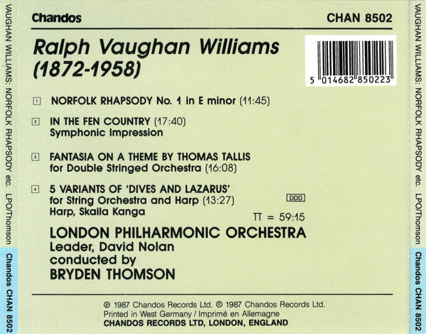 Vaughan Williams*, London Philharmonic Orchestra, Bryden Thomson : Norfolk Rhapsody • In The Fen Country • Fantasia On A Theme By Thomas Tallis • 5 Variants Of "Dives And Lazarus" (CD)