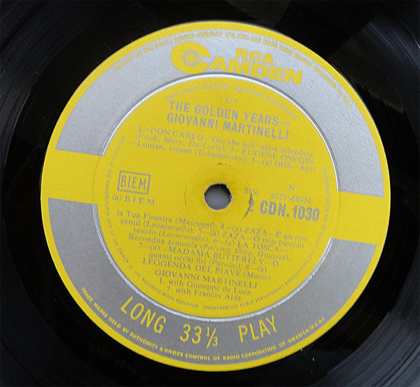 Giovanni Martinelli : Golden Years (LP, Mono)