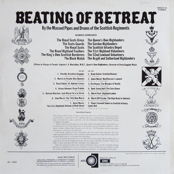 The Massed Pipes And Drums Of The Scottish Regiments : Beating Of Retreat (LP)