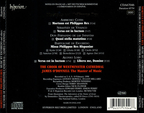 Westminster Cathedral Choir, James O'Donnell (2) : Mortuus Est Philippus Rex  (CD, Album)