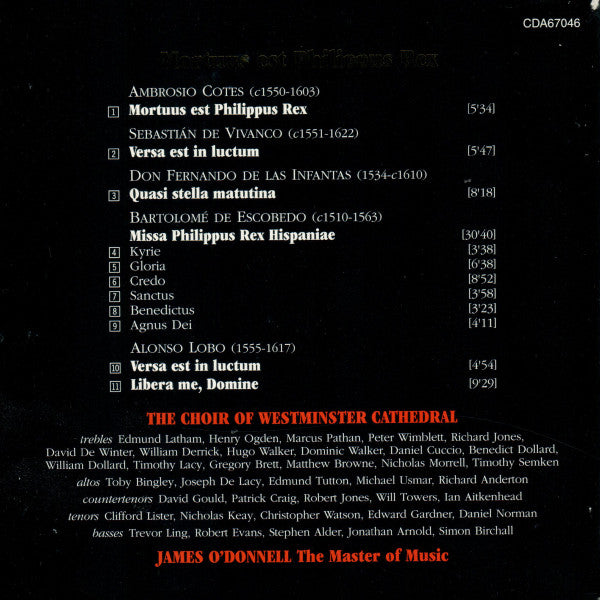 Westminster Cathedral Choir, James O'Donnell (2) : Mortuus Est Philippus Rex  (CD, Album)