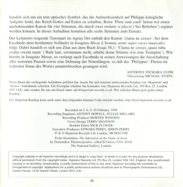 Westminster Cathedral Choir, James O'Donnell (2) : Mortuus Est Philippus Rex  (CD, Album)