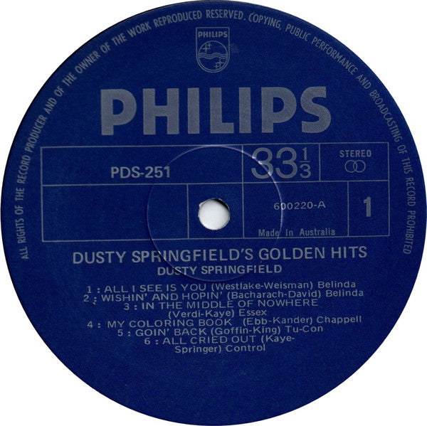 Dusty Springfield : Dusty Springfield's Golden Hits (LP, Comp, RE)