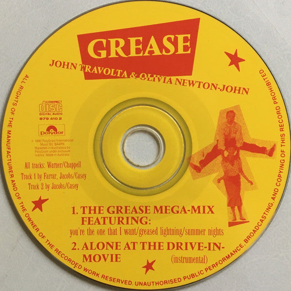John Travolta & Olivia Newton-John : The Grease Megamix (CD, Single, Car)