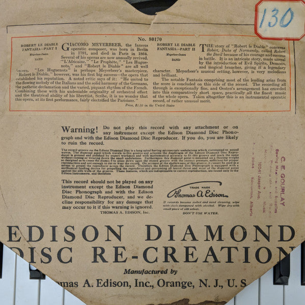 Edison Concert Band : Robert Le Diable - Fantasia (Edison Disc, Etc)