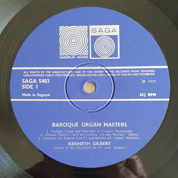 Kenneth Gilbert : Baroque Organ Masters (LP, RE)