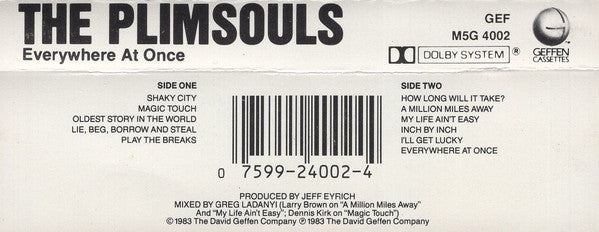 The Plimsouls : Everywhere At Once (Cass, Album, Bar)
