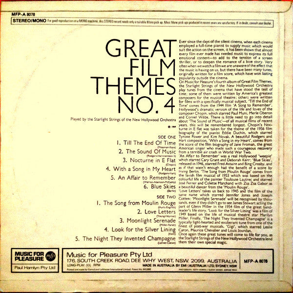 New Hollywood Orchestra : Great Film Themes No. 4 (LP)