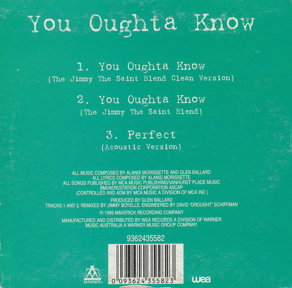 Alanis Morissette : You Oughta Know (CD, Single, Car)