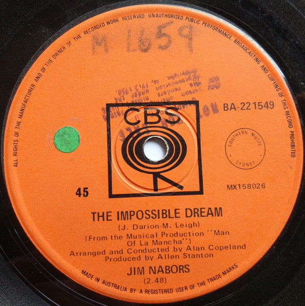 Jim Nabors : The Impossible Dream (7", Single)