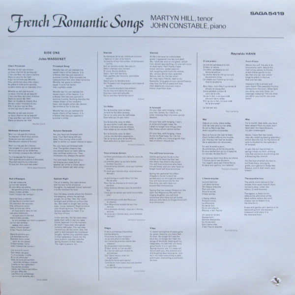 Martyn Hill, John Constable : French Romantic Songs (LP, Album)