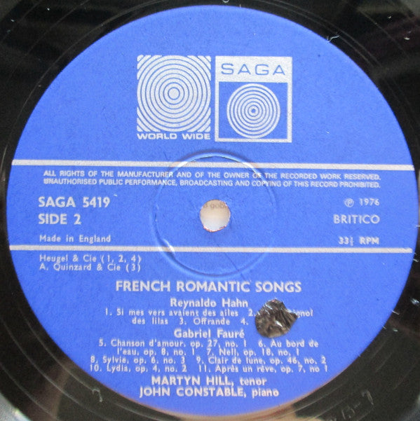 Martyn Hill, John Constable : French Romantic Songs (LP, Album)