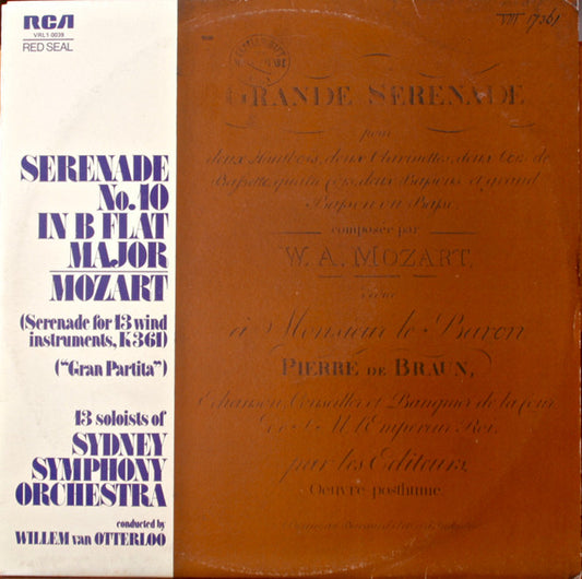 Mozart*, 13 Soloists Of Sydney Symphony Orchestra*, Willem Van Otterloo : Serenade No 10 In B Flat, K361, "Gran Partita" (LP)