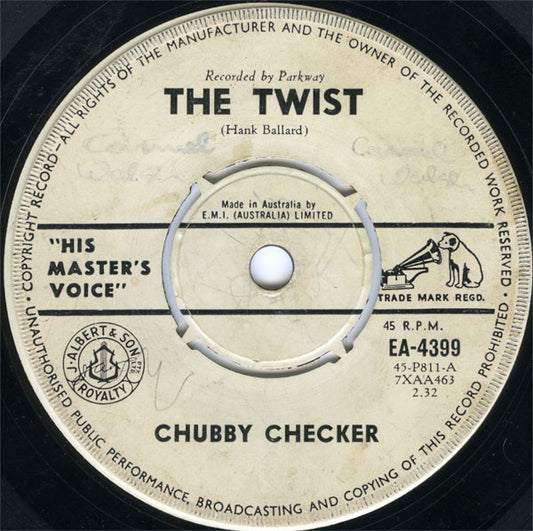 Chubby Checker : The Twist (7", Single, 4Po)