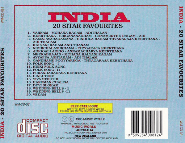 Various : India - 20 Sitar Favourites (CD)