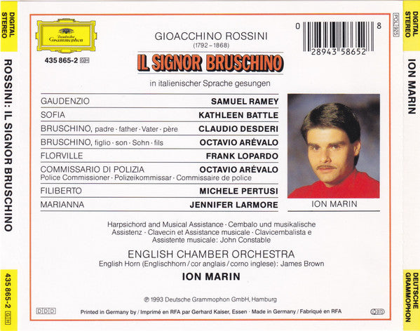 Gioacchino Rossini - Kathleen Battle, Samuel Ramey, Frank Lopardo, Claudio Desderi, English Chamber Orchestra, Ion Marin : Il Signor Bruschino (CD)