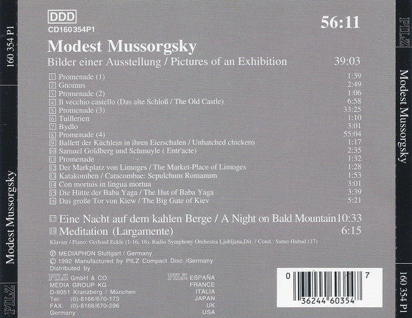 Modest Mussorgsky : Bilder Einer Ausstellung = Pictures At An Exhibition (CD, Comp)