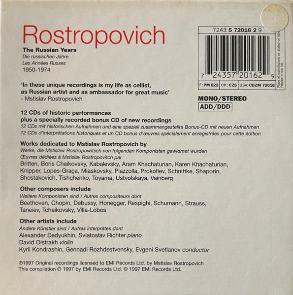Rostropovich* : The Russian Years 1950–1974 (13xCD, Comp, Mono, RM + Box, Comp)