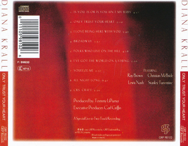 Diana Krall : Only Trust Your Heart (CD, Album, RE)