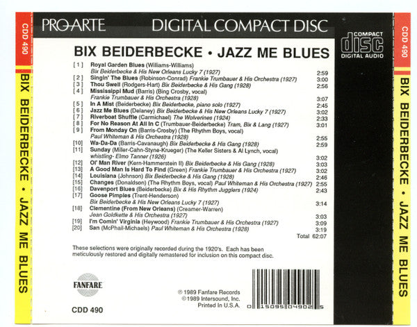 Bix Beiderbecke : Jazz Me Blues (CD, Comp)
