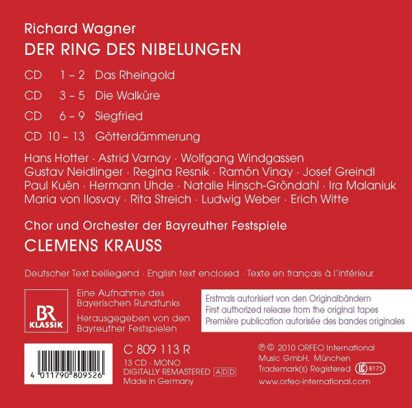 Richard Wagner - Clemens Krauss : Der Ring Des Nibelungen (13xCD, Album, Mono, RM, S/Edition + Box)