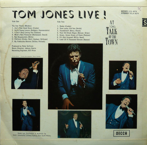 Tom Jones : Tom Jones Live! At The Talk Of The Town (LP)