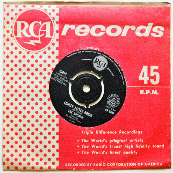 The Browns (3) : Lonely Little Robin (7", Single)