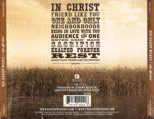 Big Daddy Weave : One And Only (CD, Album)