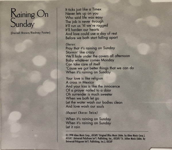 Keith Urban : Raining On Sunday (CD, Single, Enh)