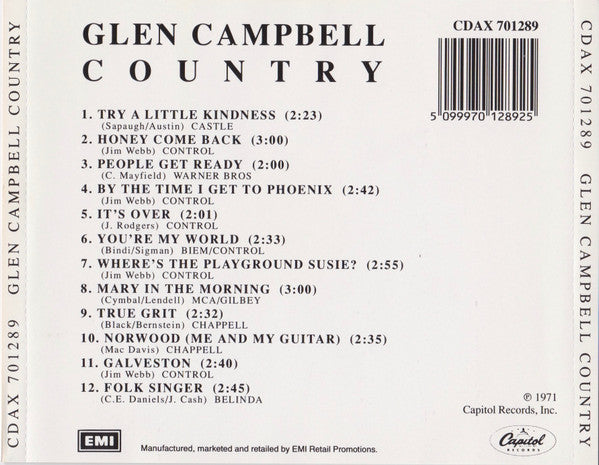 Glen Campbell : Glen Campbell Country (CD, Comp, RE)