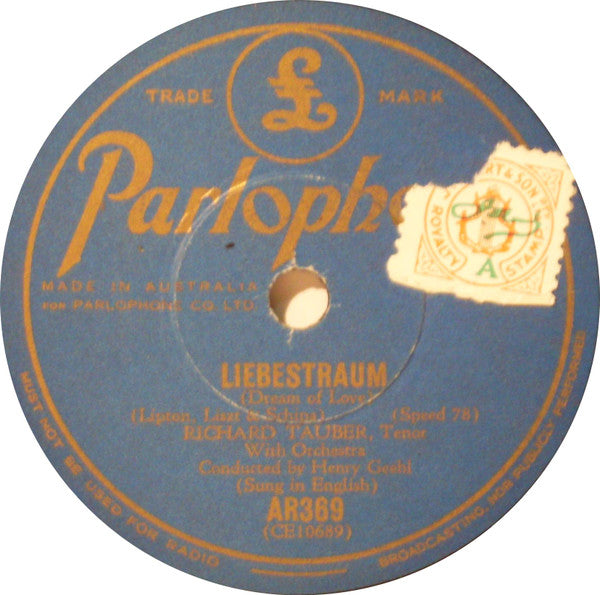 Richard Tauber : Liebestraum / Elegy (Shellac, 10")