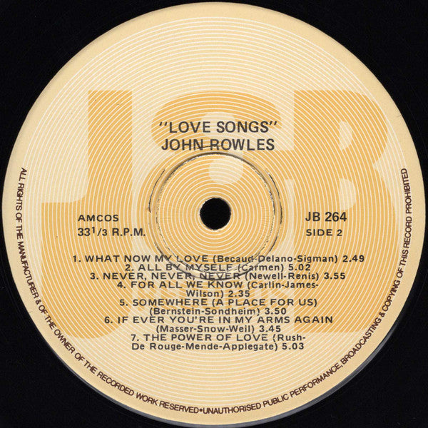 John Rowles : Love Songs (LP, Album)