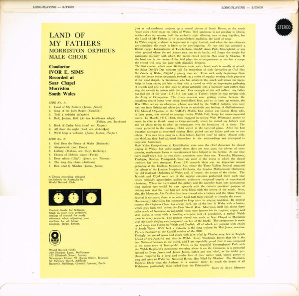 The Morriston Orpheus Choir : Land Of My Fathers (LP, Album, Club)