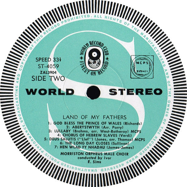 The Morriston Orpheus Choir : Land Of My Fathers (LP, Album, Club)
