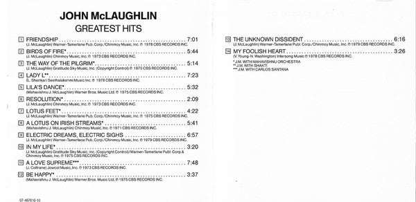 John McLaughlin : Greatest Hits (CD, Comp)