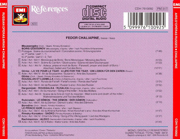 Fedor Chaliapine* : Airs D'Opéras Russes  (CD, Comp, Mono, RM)